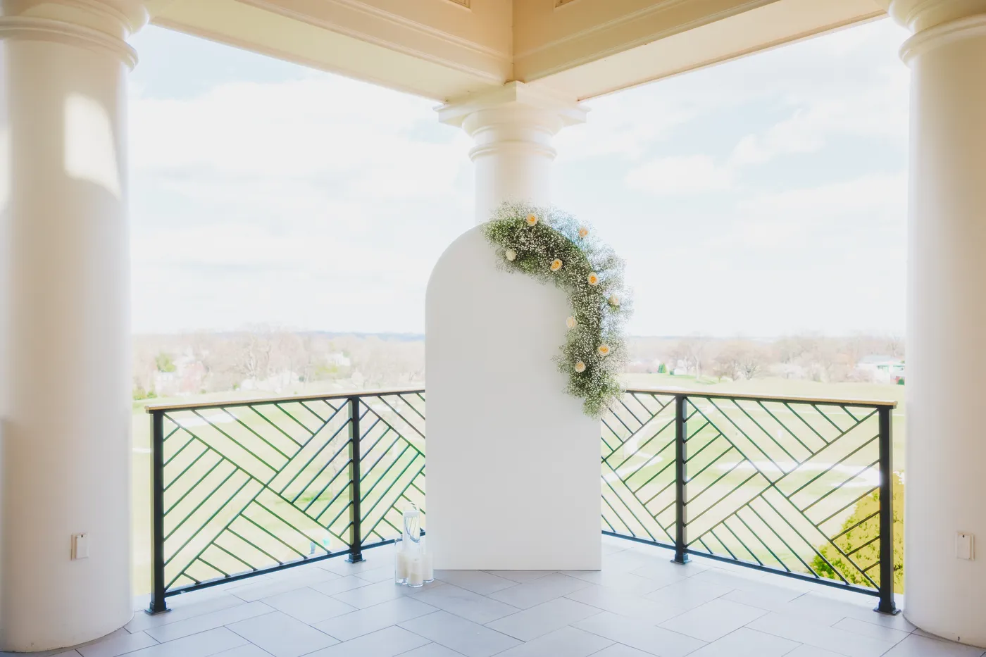 Ceremony arch above the fairway